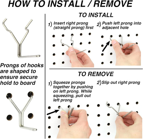 Pegboard Hooks 50-Pack 1" + 2” L Hook - Zinc Plated, Fits Any Peg Board, Organize Tools, Accessories, Workbench, Garage
