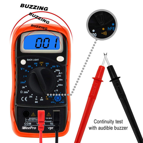Vpro850L Digital Multimeter, DC AC Voltmeter, Ohm Volt Amp Test Meter with Backlit Display and Insulated Case