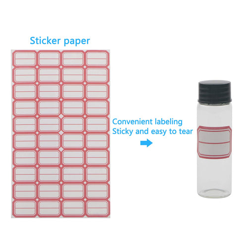 Clear Glass Sample Vials, 15ml Empty Bottles with Screw Cap, Pack of 36 with Red Handwritten Sticker Paper