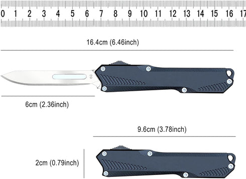 5PCS #60 Caressolove Automatic Scalpel Pocket Knife, Small Auto Retractable Knife Push Button, Mini Razor Blades