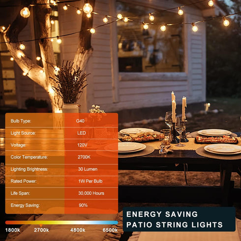 25 12+1 Bulbs IP65 Dimmable 2700K Kawaya Outdoor String Lights FT LED Patio Light with Shatterproof Edison Globe