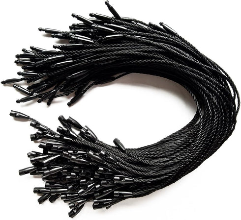 LGEGE 500 pcs 7.5-inch Black Hang Tag Nylon String Snap Lock Pin Loop Fasteners Hook Ties