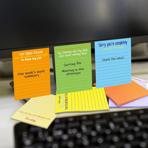 Funny Notepad Sticky Notes, 12 Pads, 3x4 Inch, Humorous Office Memo Pads for Coworkers
