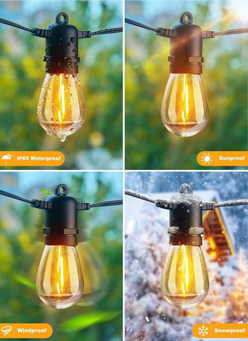 35FT 10+1 Bulbs, 2700K Brightown Outdoor String Lights with Shatterproof Edison Waterproof Hanging Patio Lights Outside