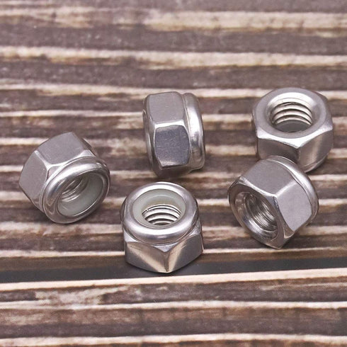 5/16-18 Nylon Insert Hex Lock Nuts – Stainless Locknuts, Hex Drive, 304 Stainless Steel, Pack of 50