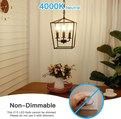 E12 Bulbs 60W 4000K 600 Bulb, 6W B11 Non-Dimmable, Pack 6 MAXvolador LED Candelabra Light Equivalent, Neutral White