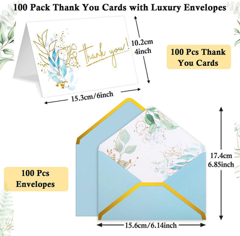 Comkrivy 200 10 4x6 Inch 10 Pcs Luxurious Gold Thank You Cards with Envelopes Bulk, Patterns Wedding Thank You Card
