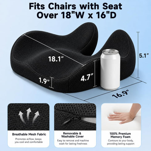 Tailbone CXC Memory Foam Seat Cushions for Office Chair Pressure Relief Seat Cushion for Desk Chair, Car, Wheelchair