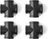 1" Black 4-Way Cross Fitting Connector, Home TZH 4-Pack Cast Malleable Iron