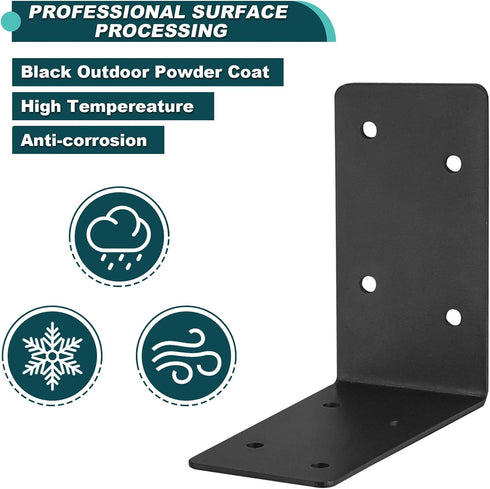 20Pcs Braces,4"x4"x2" 2mm Brackets,90 Corner Black L Brackets for Wood,Heavy Duty Steel Black Raised Garden Bed Corner