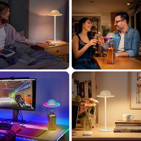 Dimmable (1 Pack) Nreonrick Wireless Bottle Lamp,RGB Table Lamp, Color Changing Desk Lamp, Music Sync Bedside Lamp