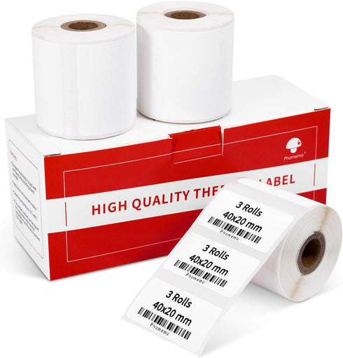 Phomemo Labels - 3 Rolls M110 Thermal Paper for M110/M220/M221/M120/M200, 320 Labels/Roll (1.57'' x 0.79'')