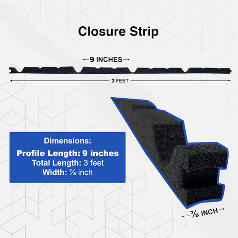 Duco 9in Classic Rib Profile Foam Closure Strips, 3 ft Long Outside Roof Closure Strips (20 Pcs)