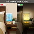 MABCIRY 2) Fabric Wood Table Lamp for Bedroom, USB LED Bedside Night Lamp with Linen Fabric Lampshade, Decorative