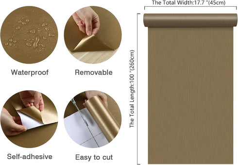 Stainless Steel Contact Paper for Countertop Waterproof Heat Resistant Brushed Metallic Peel and Stick Wallpaper Self Adhesive Wallpaper for Appliances Covers Dishwasher Refrigerator 17.7 x100 by CHIHUT