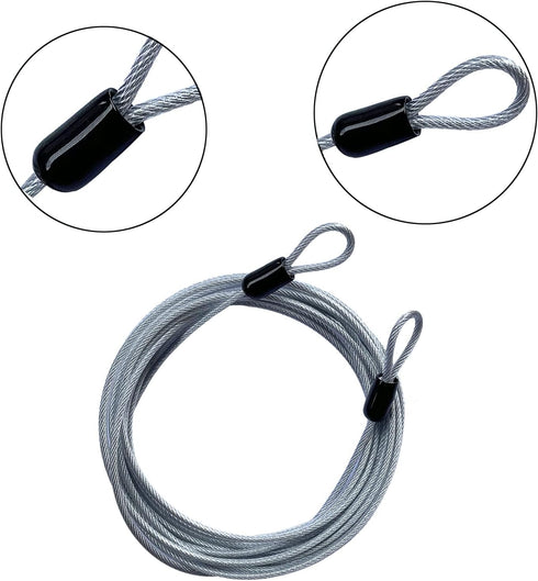 GOMRQING 30FT 3mm (1 Pack) Outdoor Travel Long Security Cable Lock,Braided Steel Coated Safety Cable Luggage