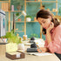 Buqoo Wood Sticky Note Holder with Metal Stencil, 2 Sticky Notes 3"x3", Organizer for To Do Lists