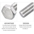 Hex Bolts (M10-1.5x100mm) 6Pcs, 304 Stainless Steel Fully Threaded Hex Head Screws for Furniture Repair