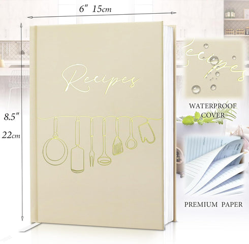 Blank Recipe Book to Write in Your Own Recipes, 8.5" x 11" Holds 140 Recipes (Oat)