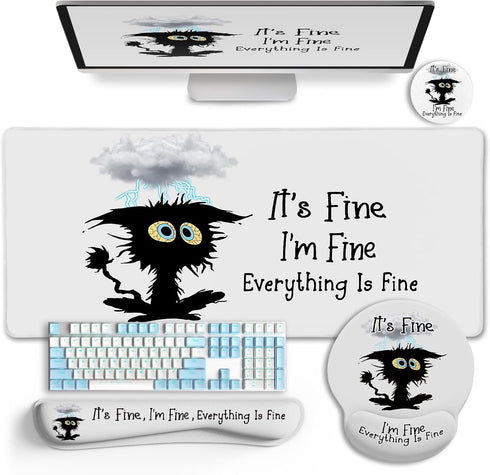LIMKRIAN Desk Mat Set, Large Gaming Mouse Pad with Wrist Rest, Ergonomic Mouse