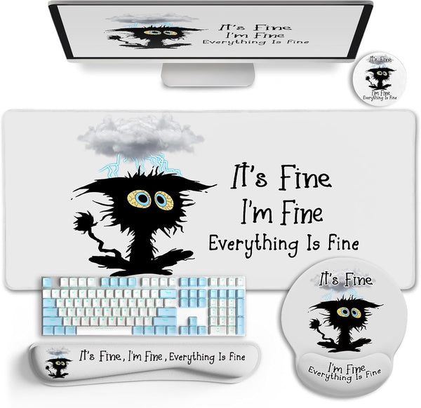 LIMKRIAN Desk Mat Set, Large Gaming Mouse Pad with Wrist Rest, Ergonomic Mouse