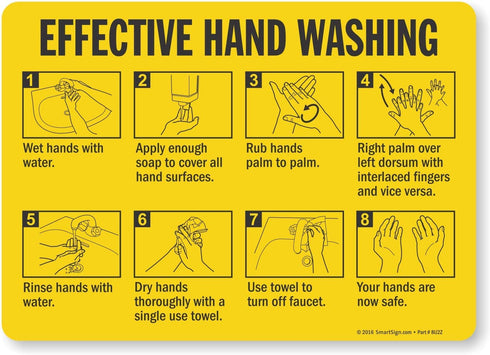 "Effective Hand Washing" Label by SmartSign, 10" x 14" Laminated Vinyl
