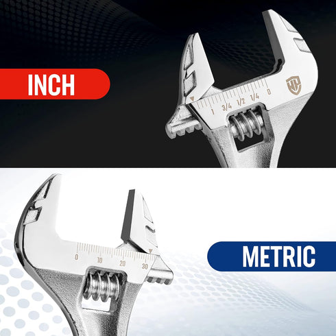 WORKPRO Adjustable Wrench, 8-inch Heavy Duty Spanner with Inch/Metric Scale, Chrome Plated Cr-V Steel