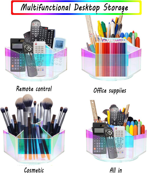 Luxurious Spin Makeup Organizer, Iridescent Makeup Brushes Holder
