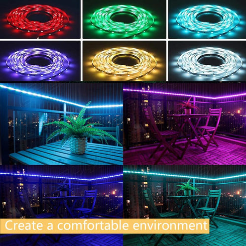 5050 IP67 Solar LED Strip Lights Outdoor, SMD LED Lights Solar Powered RGB LED Strip, Waterproof Rope Lights