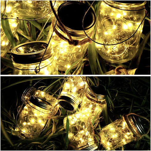 20 10 Pack SmilingTown Solar Light for Mason Jars LED Outdoor Fairy String Light Lids with Hangers for Jar Lantern
