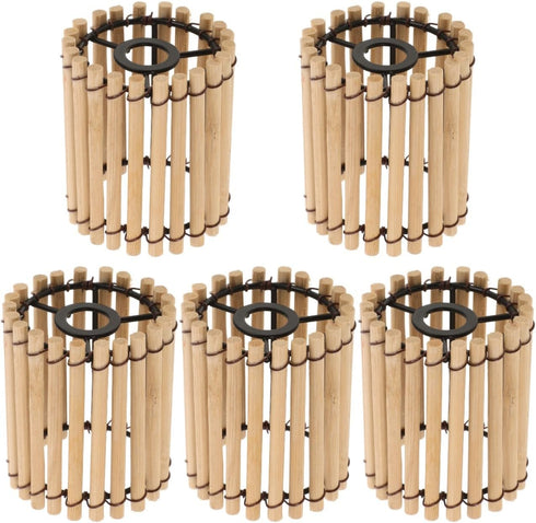 ARTIBETTER Bamboo Lamp Shade 2.36 Inch Drum Lampshade Natural Wicker Lamp Cover