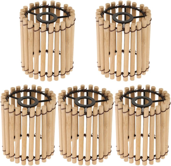 ARTIBETTER Bamboo Lamp Shade 2.36 Inch Drum Lampshade Natural Wicker Lamp Cover