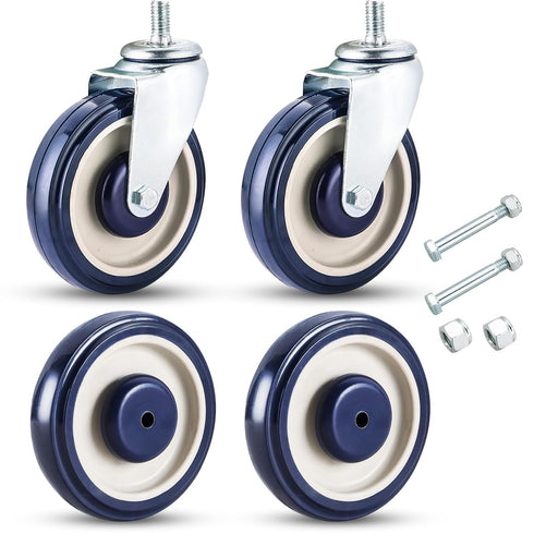 4 Pack Shopping Cart Replacement Wheels Kit 5-inch Stem Caster Wheels with