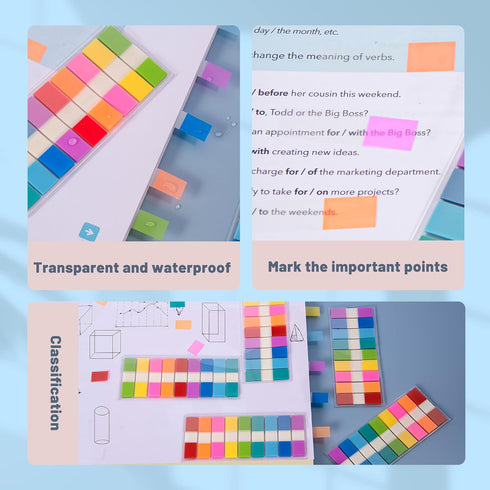 Golcellia Sticky Tabs, 900 Pcs Transparent Page Markers, Sticky Index Tabs for Books and Teacher Supplies