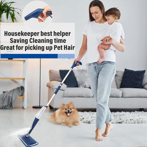 14 oz 3 Commercial Mops for Floor Cleaning Wet Spray Mop with Refillable Bottle and Washable Microfiber Pads Home