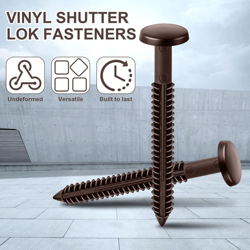Blulu 60 3 Inch Pcs Vinyl Shutter Fastener Window Panel Peg Lok Pin Pegs Screws Shutter Spikes Anchor (Federal Brown)