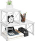 ELITEROO White Wood Desktop Shelf, 2 Tier Freestanding Small Bookshelf, Adjustable Storage Organizer for Kitchen
