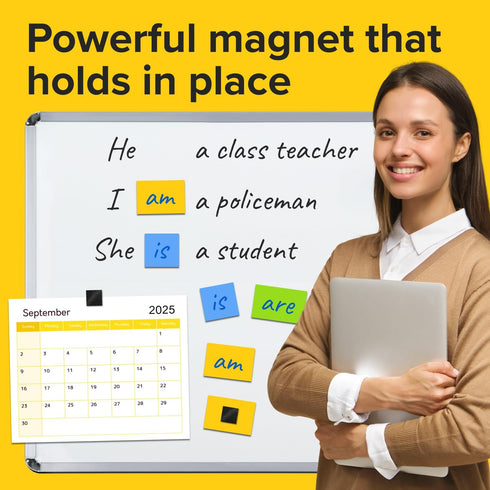 Hyper-Sticky Magnets with Adhesive Backing - 110pcs 0.8x0.08 Strong Magnetic Squares for Whiteboard Fridge -