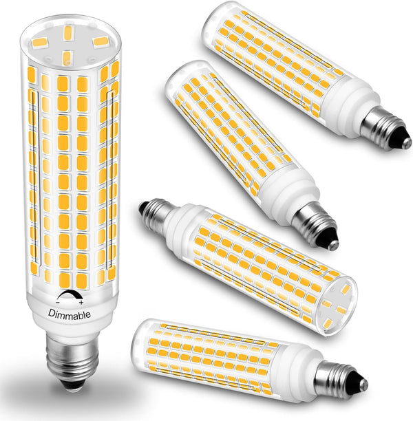 JDE11 LED Bulb 100W Equivalent Halogen Bulbs, Dimmable T4 Mini Candelabra E11, Warm White 3000K, 10W 1000LM, 5 Pack