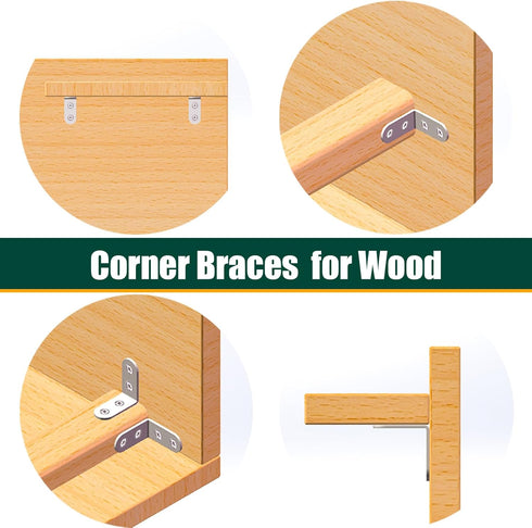 16 PCS Stainless Steel Corner Braces, 40mm x 40mm 90 Degree Right Angle Bracket Joints L Shaped Fastener with Screws