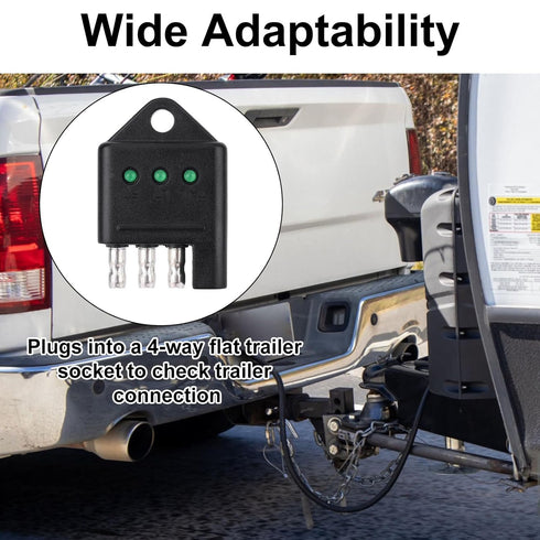 BTFO 4 4-Way Pin Trailer Plug Tester, Flat Trailer Wiring Tester with LED Indicators for Wire Connector Brake Turn