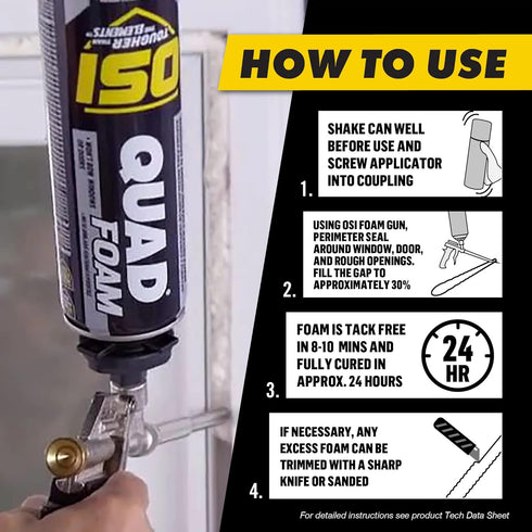 OSI Quad Foam Window and Door Installation Foam, 16 oz, 1, Can