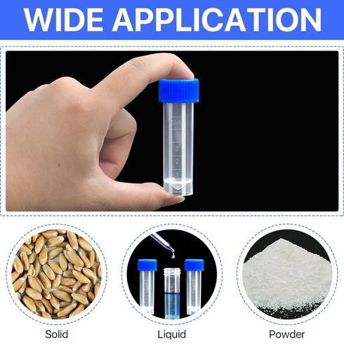5ml Lab Plastic Frozen Test Tubes, 200PCS Self-Standing Cryo Vial with Screw Caps for Long Term Freezing