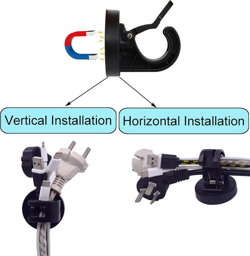 YYST (2) Magnetic Tie Mount Wire, Cord, Cable, Tube Base Clamps Clip Management Organizer Keeper Holder for Home