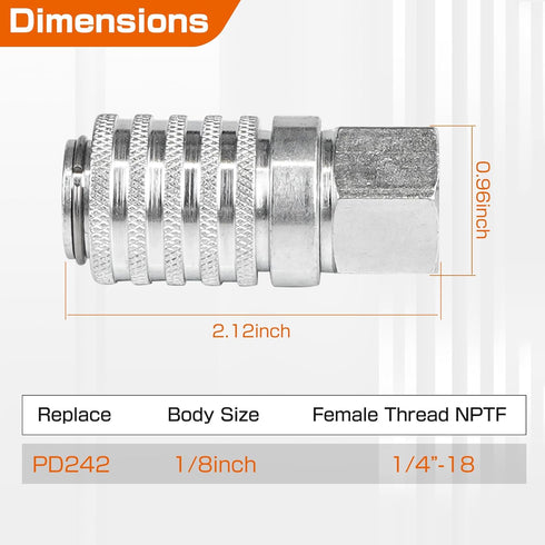 PD242 Series Steel Test Port and Diagnostic Equipment Quick Coupler with Female Pipe Thread, 1/8" Body Size, 1/4"-18 NPTF Thread Size, 2.12" Length