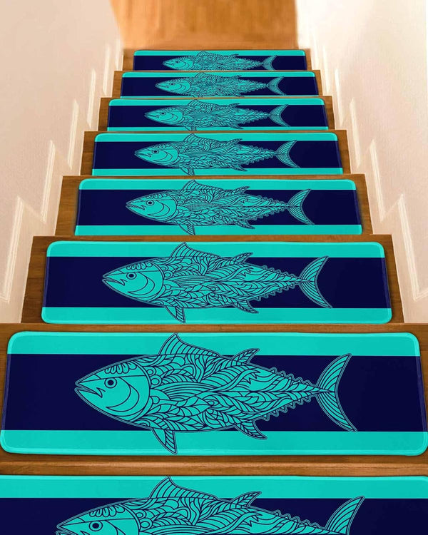 BOHOOSKYLAR Tuna Stair Treads Summer Beach Indoor Non Slip Peel and Stick Stair