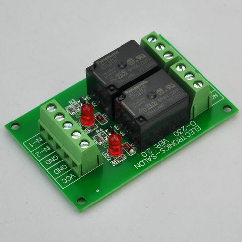 Electronics-Salon 2 SPDT 10Amp Power Relay Module, DC 12V Version