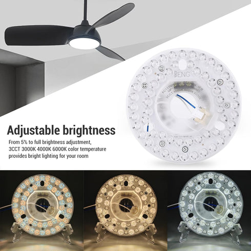 LICAEVEY 4.92 Inch 18W 3CCT 3000K 4000K 6000K Dimmable, (120V) Retrofit Light Kit, LED Ceiling Fan Light for Ceiling