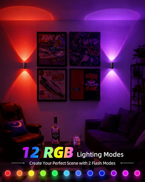 4000mAh 3 12 1 Pack) EZVALO Motion Sensor Wall Sconce with Remote, Rechargeable Battery Operated Wall Light, CCT & RGB