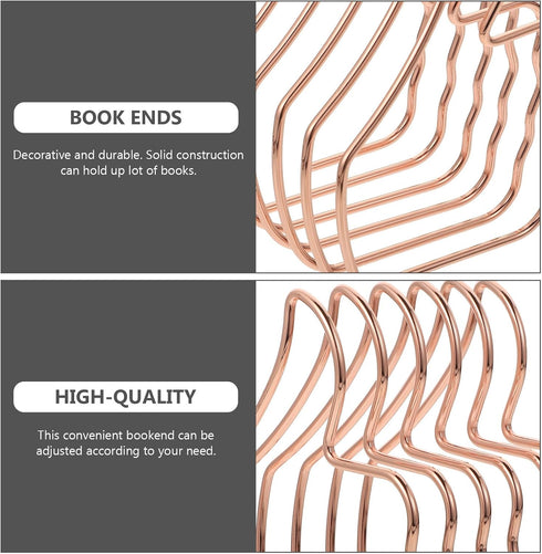 Totority Adjustable Rose Gold Metal Bookend Desk Book Storage Organizer with Expandable Thumb Shape for Desktop Office